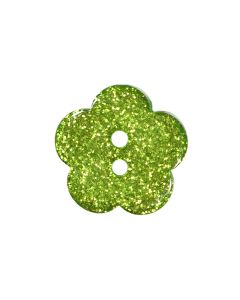P289 Glitter Flower 18L Green(54) 2 Hole Button