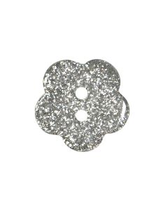 P289 Glitter Flower 24L Silver 2 Hole Button