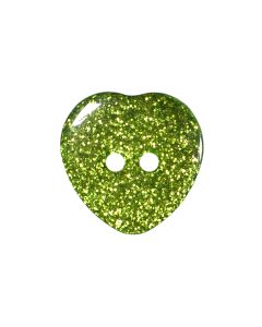 P291 Glitter Heart 16L Green(54) 2 Hole Button