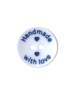 P45 Handmade with Love 24L White 2 Hole Button