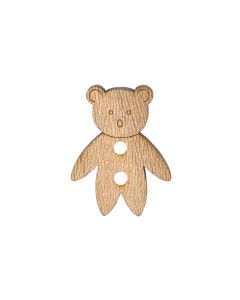 W138 Olive Wood Teddy Bear 35mm Brown 2 Hole Button
