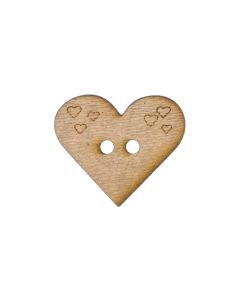 W142 Olive Wood Heart 20mm Brown 2 Hole Button