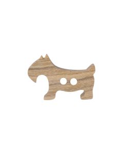 W283 Olive Wood Dog 20mm Brown 2 Hole Button