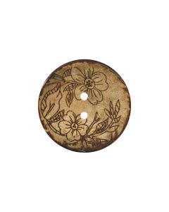 W50 Lasered Flowers 24L Brown 2 Hole Button