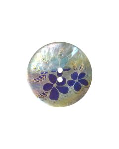 X758 Coloured Flower 24L Blue 2 Hole Button