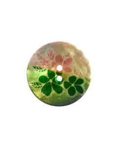 X758 Coloured Flower 28L Green 2 Hole Button
